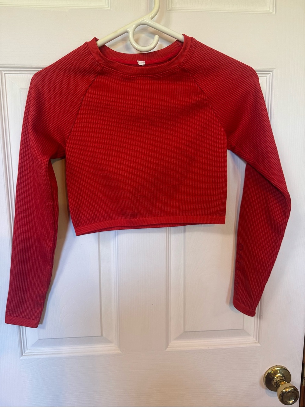 Red Women's Cropped Waffle Arie Offline